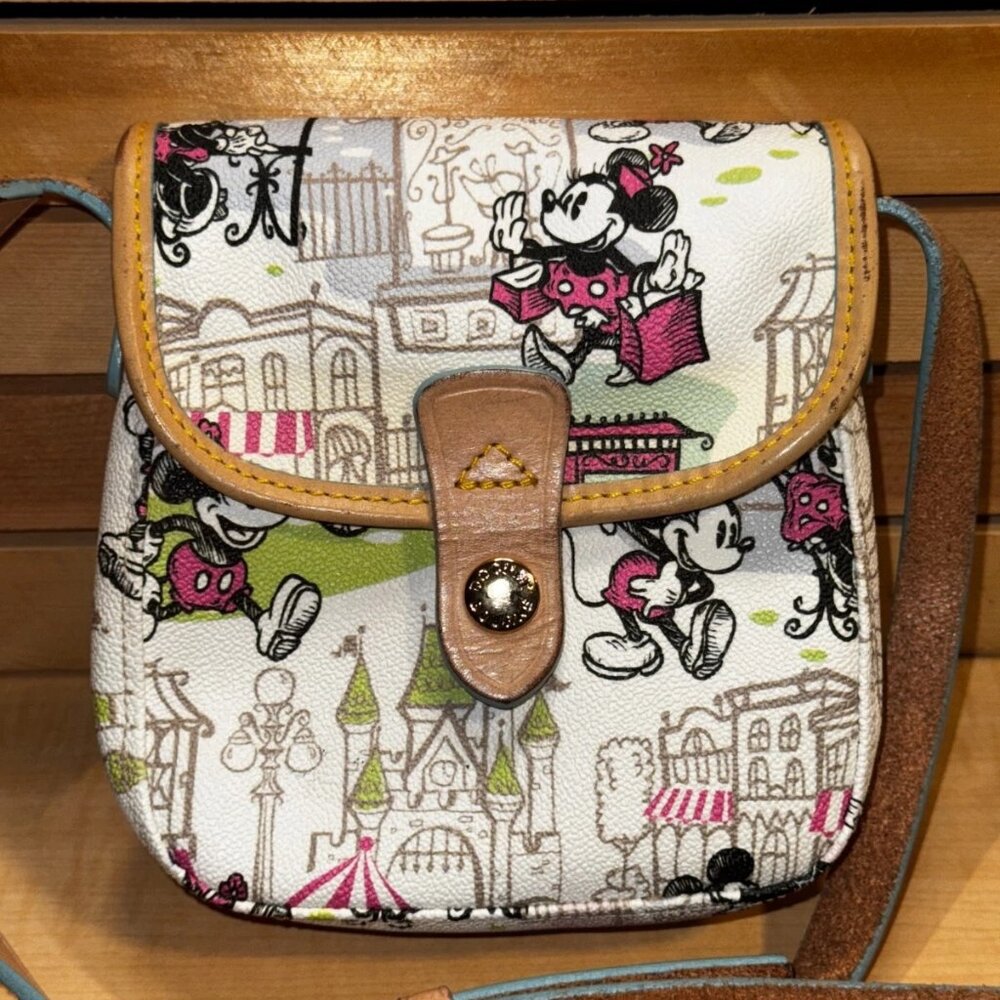 Dooney & Bourke Disney Parks Pink Downtown Mickey & Minnie Crossbody EUC